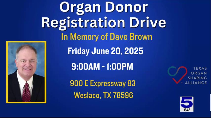 Organ donor registration drive in honor of Dave Brown set for Friday