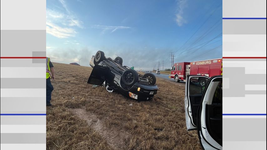 Woman hospitalized following Edinburg rollover