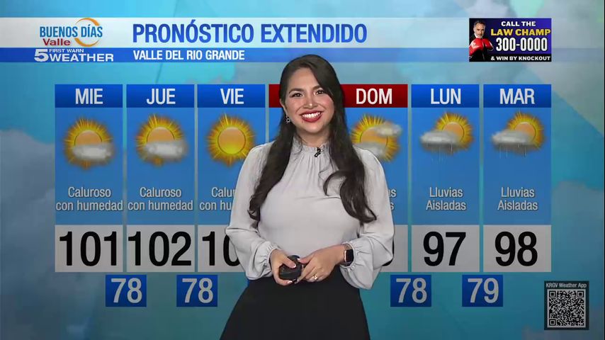 Miércoles 7 de Agosto: Caluroso con humedad, temperaturas en los 101s