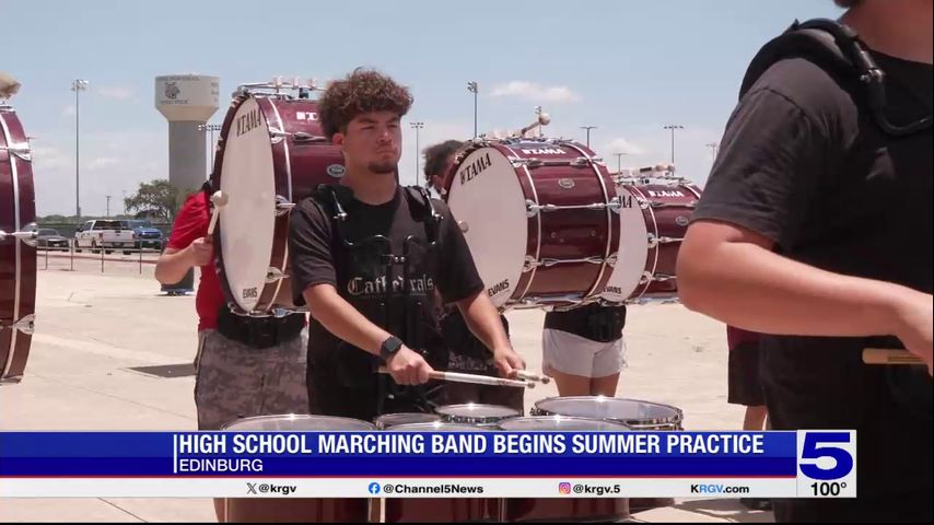 Marching band practice underway at Edinburg High School