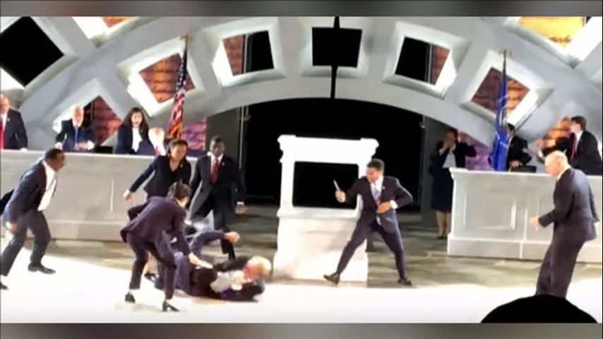Protesters again storm 'Julius Caesar' performance