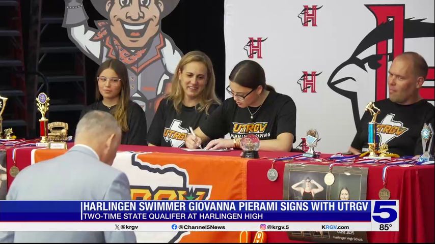 Harlingen High swimmer Giovanna Pierami signs with UTRGV