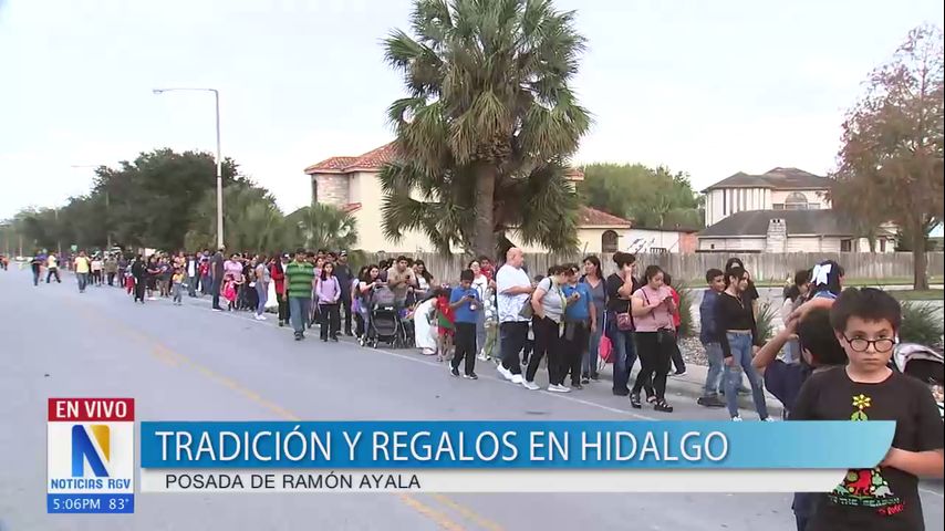 Familias de Hidalgo asisten a la gran posada navideña Ramón Ayala