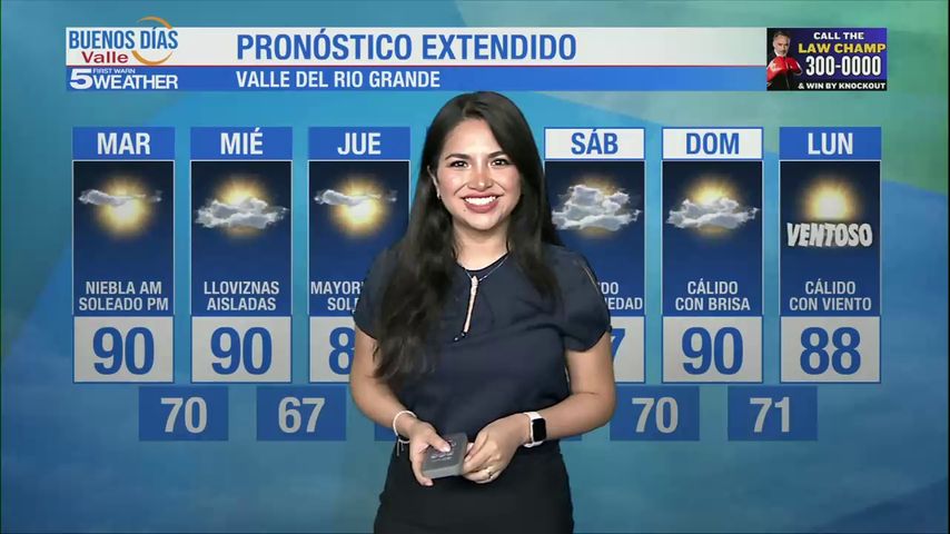 Martes 12 de Noviembre: Mayormente soleado, temperaturas en los 90s