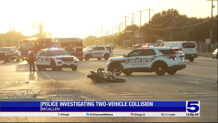 Motorcyclist seriously injured in two-vehicle crash in McAllen