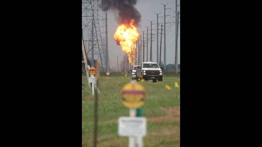 Massive pipeline fire burning near Houston began after a vehicle struck a valve, officials say