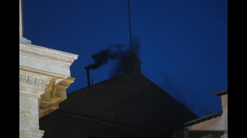 Black smoke pours from Sistine Chapel chimney, indicating conclave hasn't elected pope in first vote