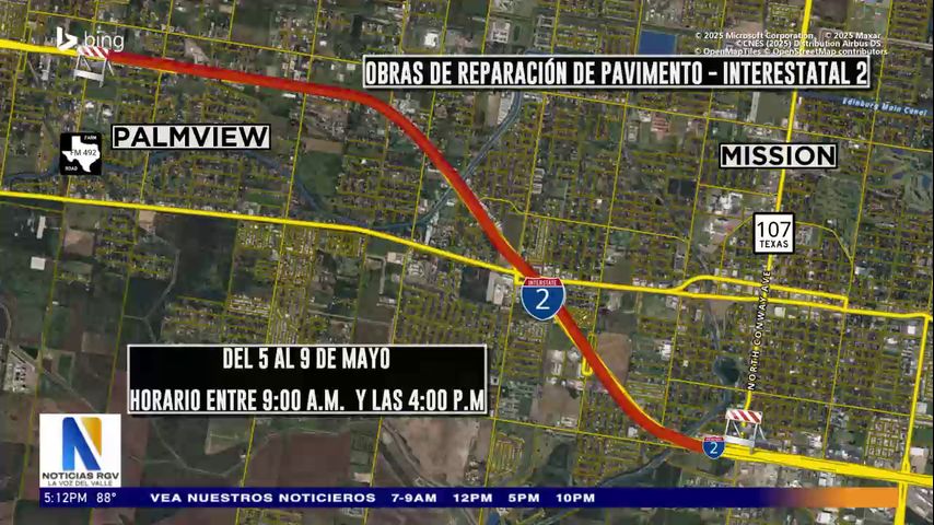 TxDOT anuncia cierre de carreteras en Mission y McAllen