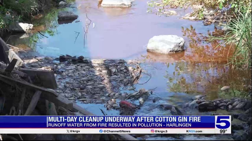 Cleanup underway after pollution from Harlingen fire causes foul odor in canal