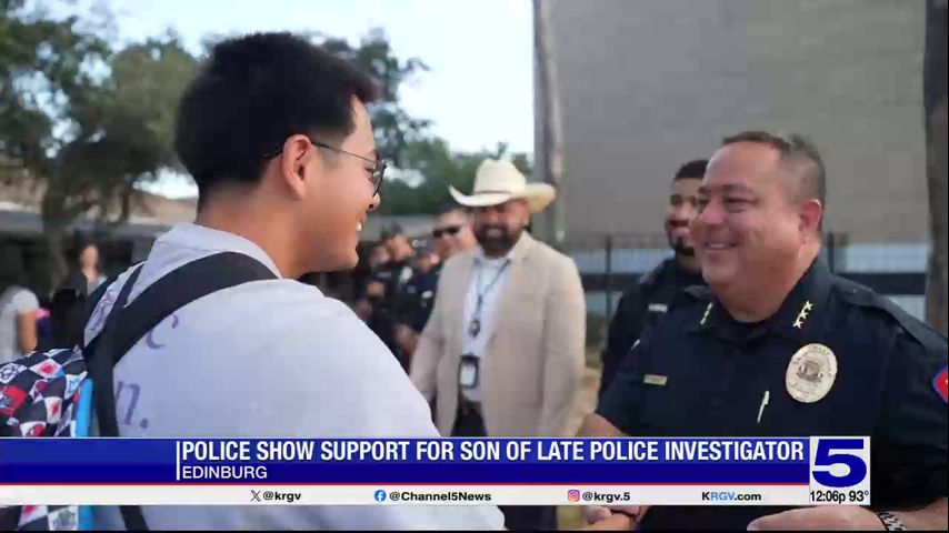 Edinburg police officers show support for son of late police investigator