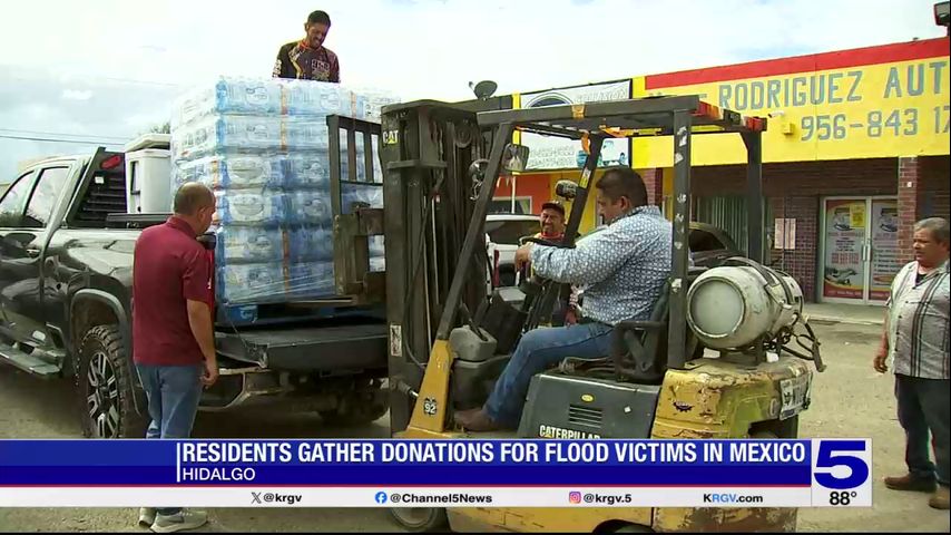 Residents in city of Hidalgo accepting donations for flood victims in Mexico