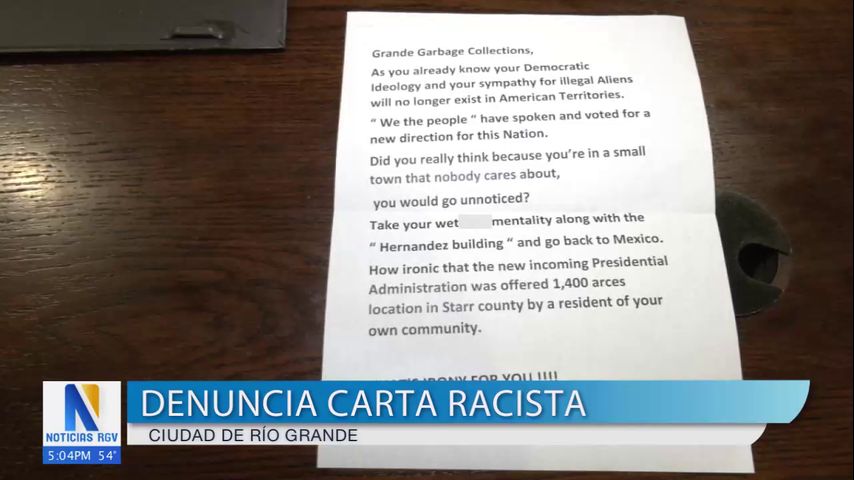 Policía investiga nueva carta racista enviada a negocio hispano en Río Grande City