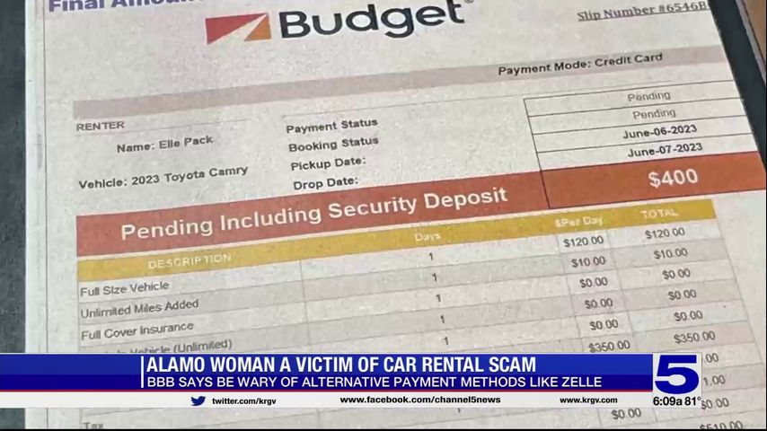 Alamo woman falls victim to car rental scam