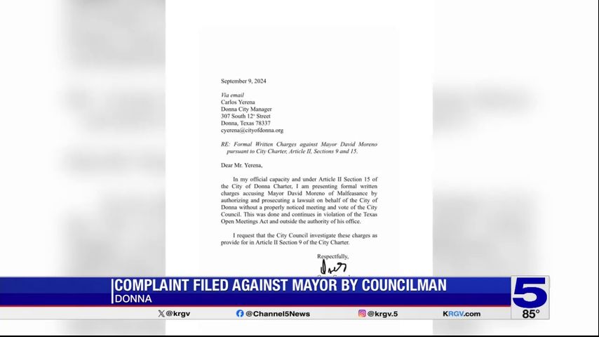 Donna councilman files complaint against mayor accusing him of misconduct