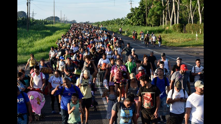 Hundreds of migrants leave southern Mexico on foot in a new caravan headed for the US border