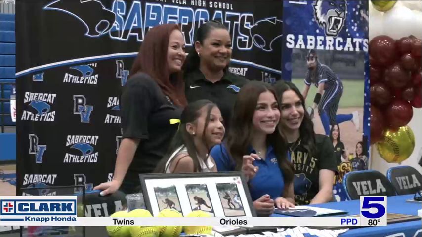 Edinburg Vela softball celebrates three players signing to play in college