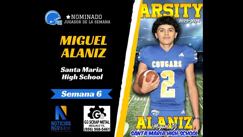 Jugador de la Semana: Miguel Alaniz de Santa Maria es el ganador de la semana 6 de futbol americano escolar