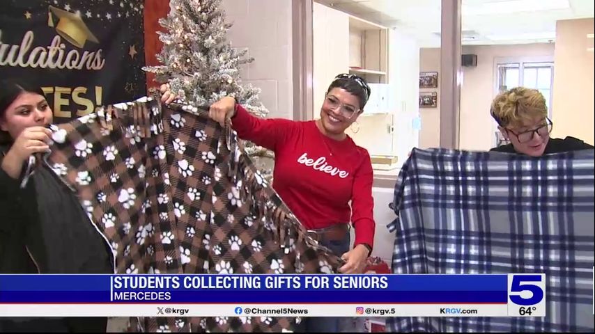 Mercedes Academic Academy students collecting gifts for seniors