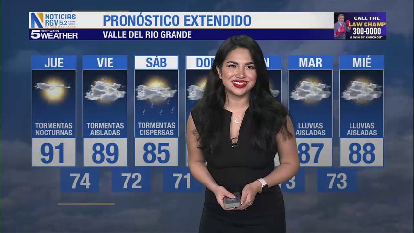 Jueves 1 de Mayo: Lluvias dispersas, temperaturas en los 90s