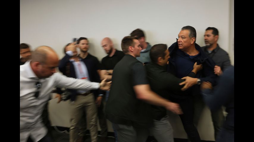 Sen. Padilla is forcefully removed from Noem's news conference on immigration raids and handcuffed