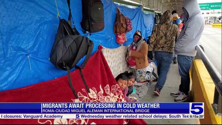 Migrants at Roma international bridge continue to wait for processing amid freezing temperatures