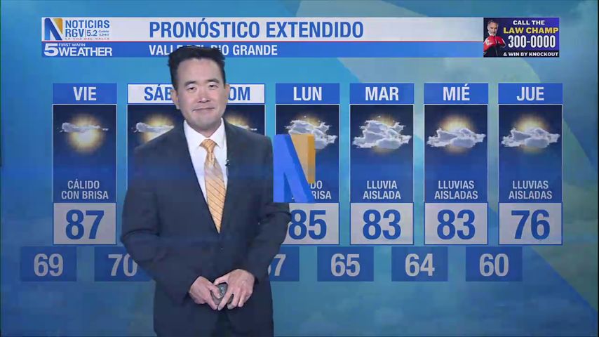 Jueves 6 de Febrero: Cálido con brisa en los altos 80s