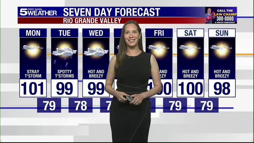 Monday, Aug. 4, 2025: Stray thunderstorm with triple digit temperatures