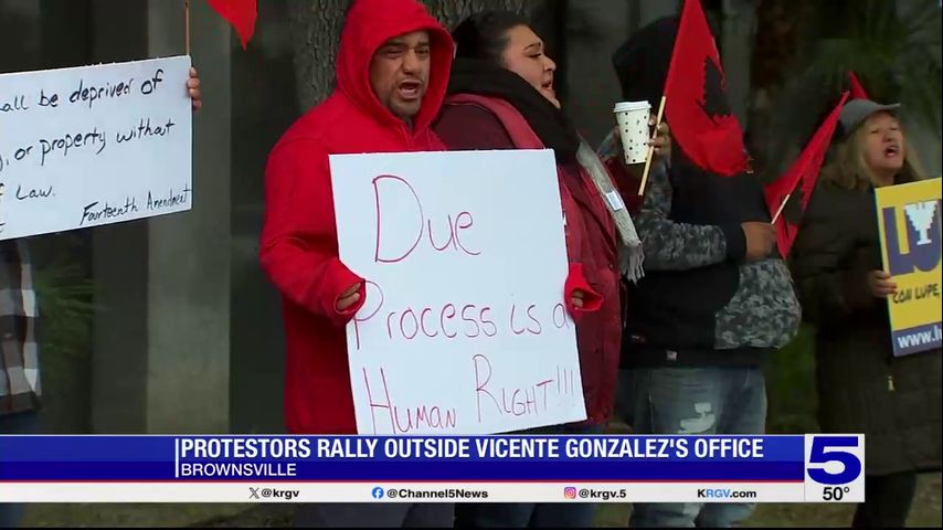 Protestor's rally outside Valley congressman's office in Brownsville