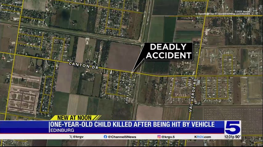 Investigation underway after 1-year-old fatally struck by a vehicle near Edinburg