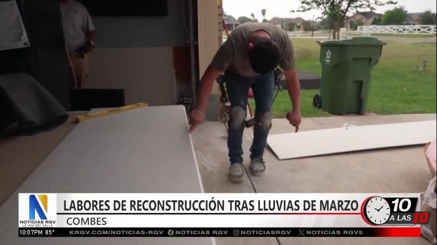 Residentes de Combes trabajan en reconstrucción tras inundaciones