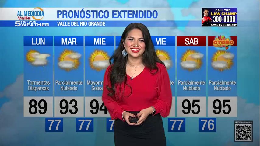 Lunes 16 de Septiembre: Tormentas dispersas, temperaturas en los 89s