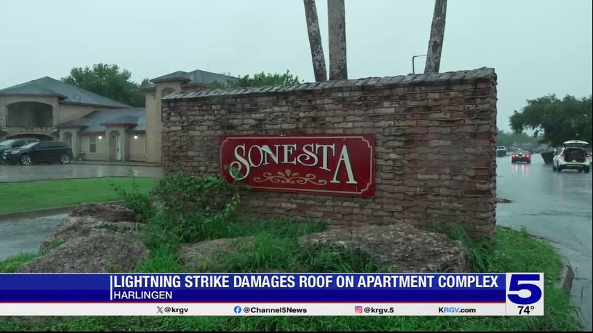 Lightning damages roof of Harlingen apartment building