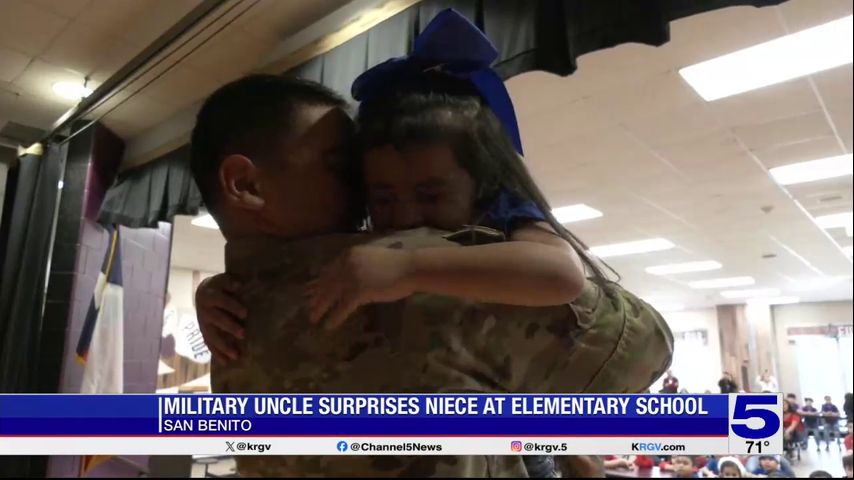 Military uncle surprises niece at San Benito elementary school