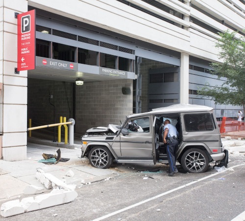 Mercedes Falls Three Stories From Parking Garage One Injured