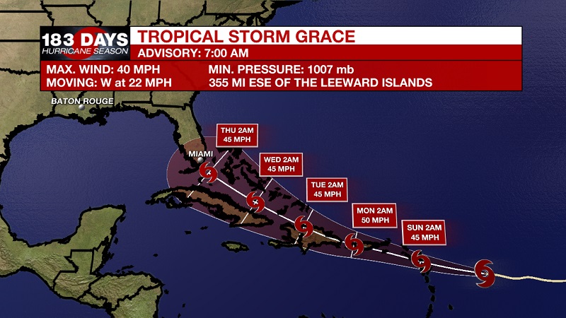 Tropical Storm Grace forms near the Caribbean
