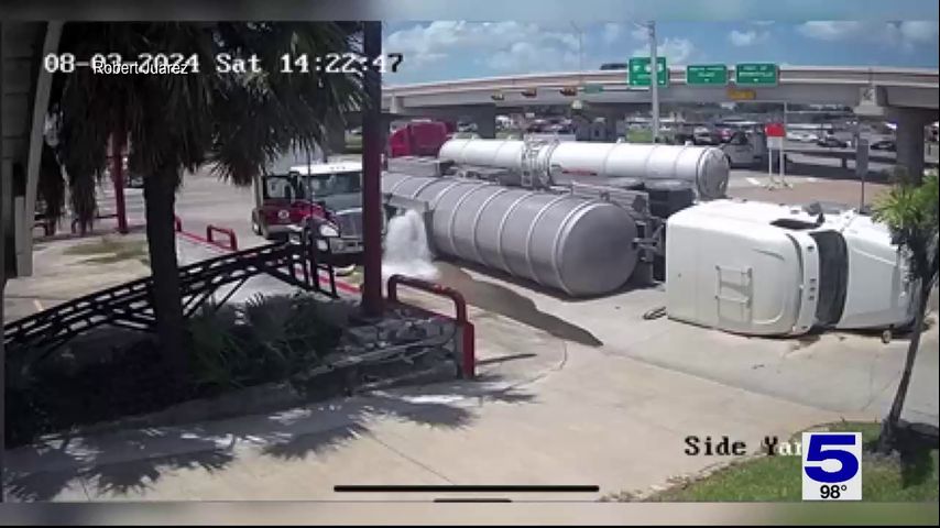 Police: Overturned tractor-trailer spilling ethanol in Brownsville