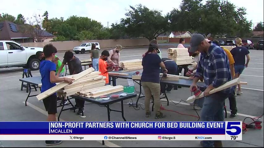 Volunteers team up with non-profit to build beds for children in need