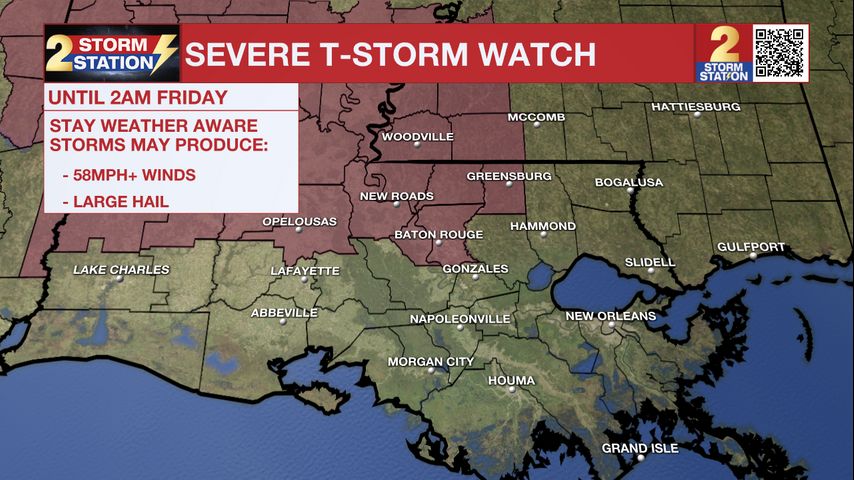 SEVERE T-STORM WATCH for Baton Rouge, areas north and west until 2am - Vimarsana News