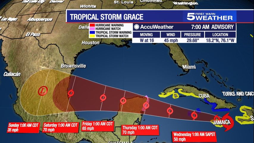 Aug. 17, 2021: Tropical Storm Grace likely to stay south of RGV