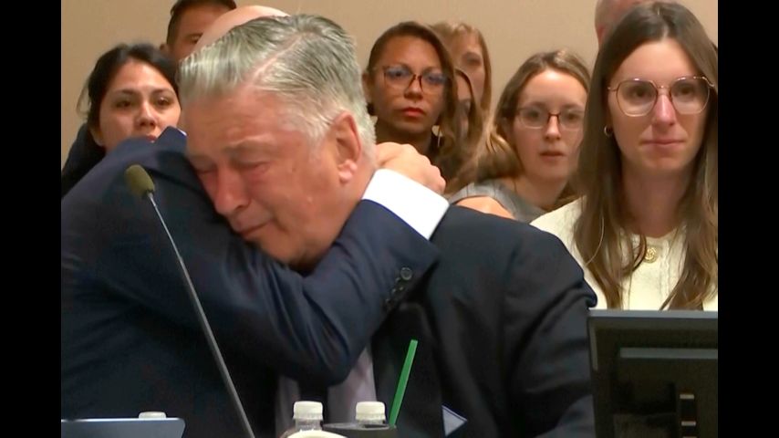 Alec Baldwin weeps in court as judge announces involuntary manslaughter case is dismissed midtrial