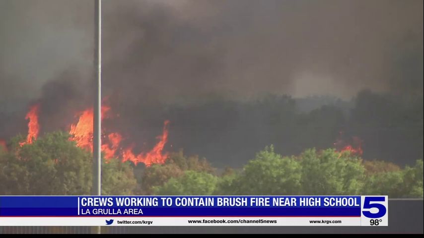 Brush fire near Grulla High School 90% contained, officials say