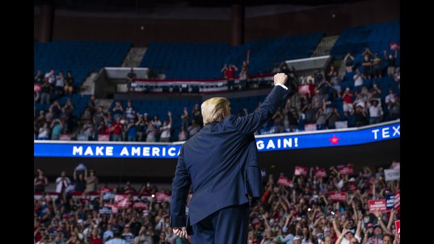 Trump comeback rally features empty seats, campaign staff infections