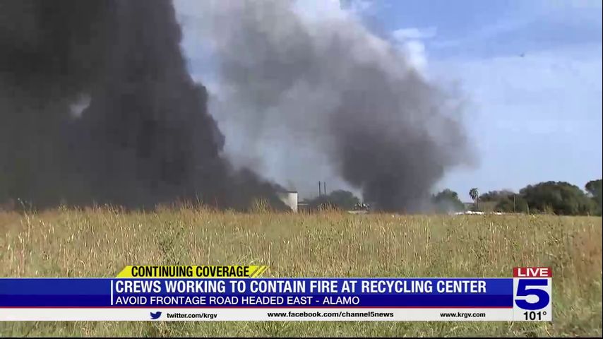 Crews working to contain fire at Alamo recycling center