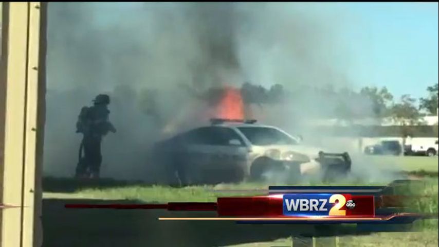 Suspect arrested after bizarre chase that involved police car fire