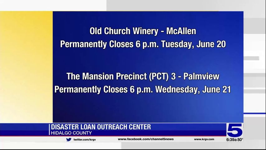 U.S. Small Business Administration loan outreach centers in Hidalgo County closing next week