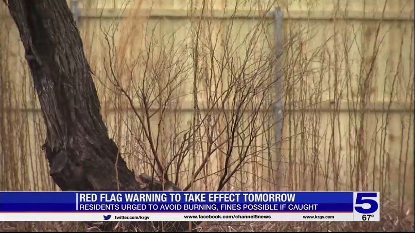 Red flag warning to take effect Tuesday