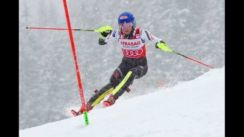 Shiffrin leads slalom, approaches record 15th win of season