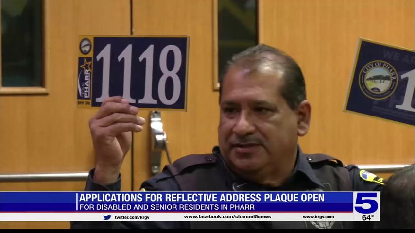 City of Pharr offers reflective address plaques for disabled residents or those above 65