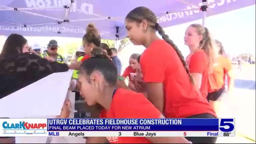 UTRGV celebrates construction milestone on renovated athletic facility