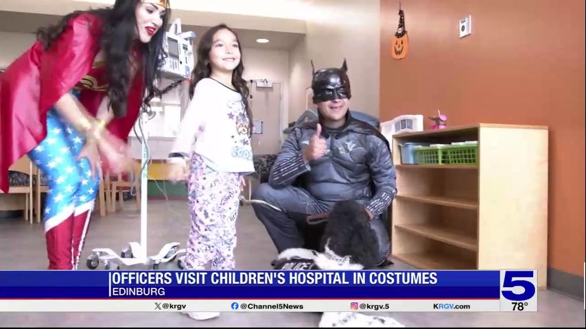 Edinburg police officers visit STHS Children's Hospital in Halloween costumes